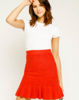 Knit Mini Skirt- Red