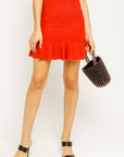 Knit Mini Skirt- Red