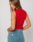 Cropped Sweater Tank- Red