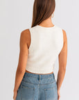 Cropped Sweater Tank- White