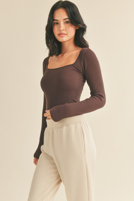 Seamless Long Sleeve Top- Chocolate