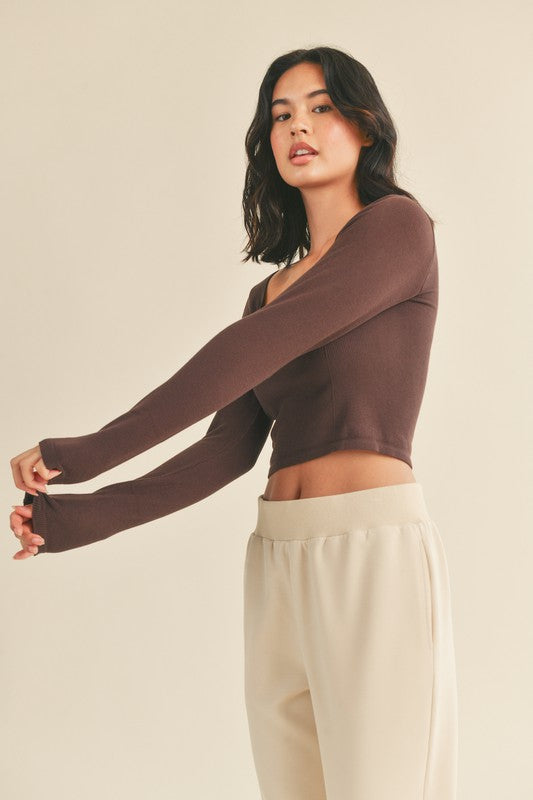 Seamless Long Sleeve Top- Chocolate