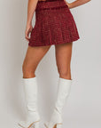 Pleated Tweed Mini Skirt