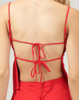 Back Tie Cami Top- Red