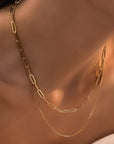 Paperclip Chain Multi Layer Necklace