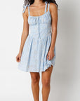 Tie Sleeve Eyelet Dress- Sky