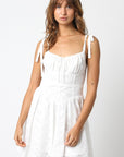 Tie Sleeve Eyelet Dress- Cloud