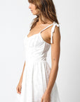 Tie Sleeve Eyelet Dress- Cloud