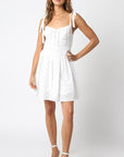 Tie Sleeve Eyelet Dress- Cloud