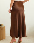 Midi Slip Skirt- Brown