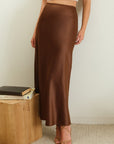 Midi Slip Skirt- Brown