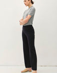 High Rise Ribbed Pants- Black