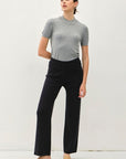 High Rise Ribbed Pants- Black