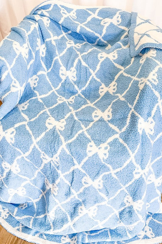 Blue Bow Luxe Blanket