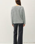 Relaxed V-Neck Sweater- Heather Grey