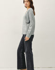 Relaxed V-Neck Sweater- Heather Grey