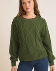 Cable Knit Sweater- Green