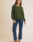 Cable Knit Sweater- Green