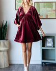 Velvet Puff Sleeve Dress