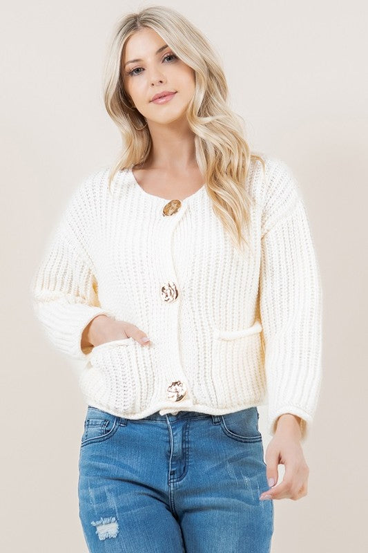 Knit Cardigan- Cream