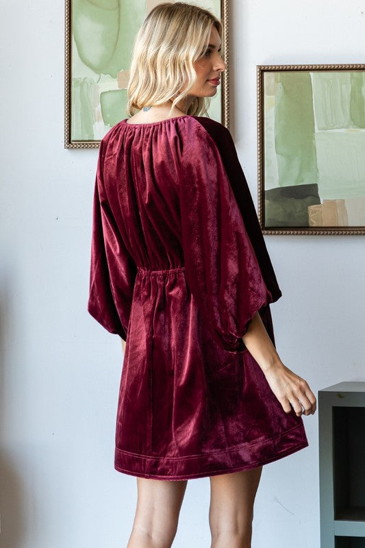 Velvet Puff Sleeve Dress