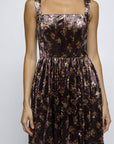 Velvet Bouquet Print Mini Dress